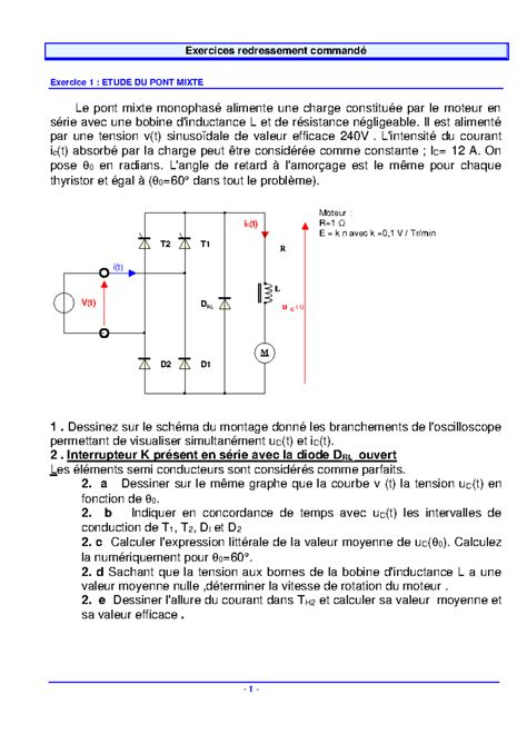 TD1 redressement commande 1 Exercices redressement commandé