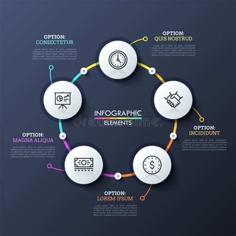 Organigrama Redondo Con 4 Elementos Multicolores Ilustración Del Vector