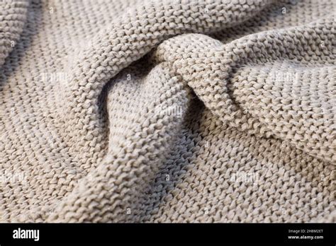 Soft Light Natural Texture Of Knitted Wool Textile Material Background