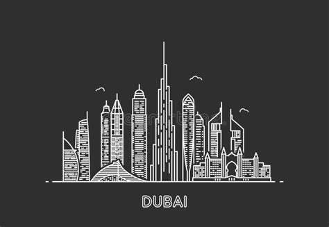 Dubai city skyline. stock vector. Illustration of hotel - 107041780