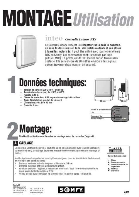 Notice SOMFY INTEO CENTRALIS INDOOR RTS Trouver une solution à un