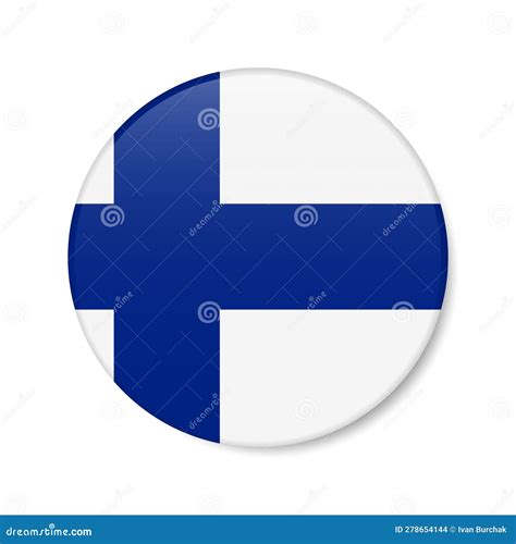 Finland Circle Button Icon Finnish Round Badge Flag D Realistic