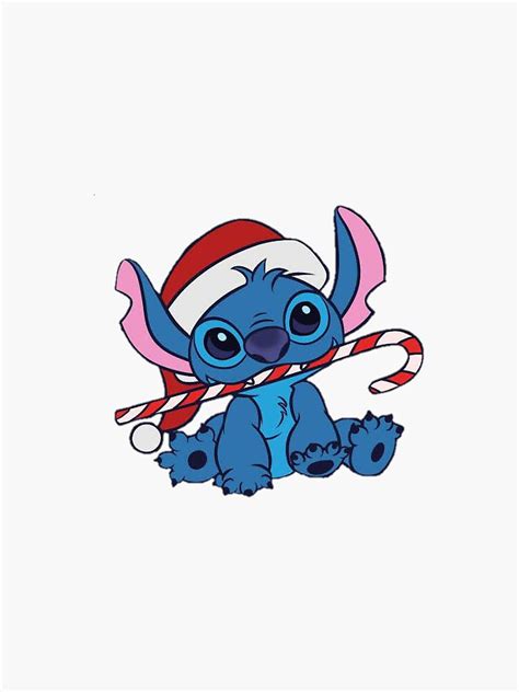 Stitch With His Candycane Sticker For Sale By Queenlove19 Redbubble