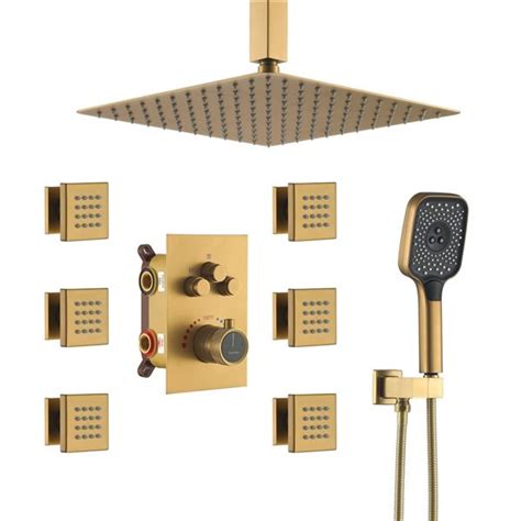 Casainc 12 In Brushed Gold Ceiling Mount Rainfall 3 Function