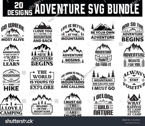 Adventure Svg Bundle Adventure Svg Design Royalty Free Stock Vector