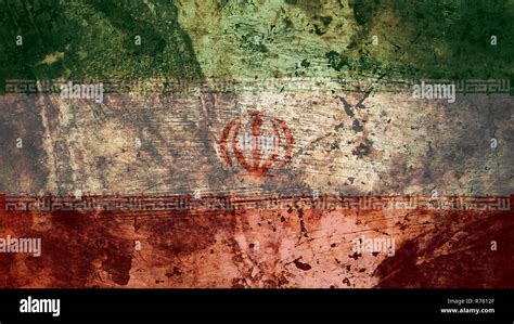 Very Grungy Vintage Iranian Flag Iran Grunge Background Texture Stock