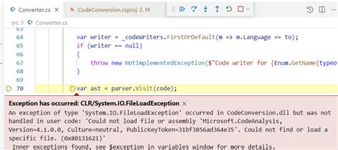 Could Not Load File Or Assembly Microsoft Codeanalysis Csharp Issue