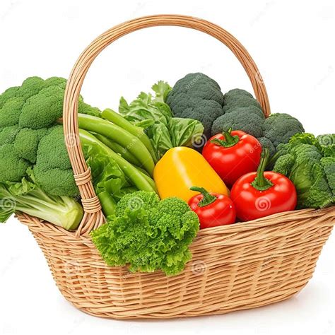 Set Of Beautiful Vegetable Collection In Basket Closeup Copy Space For