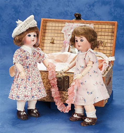 French Bisque Bebe Bleuette With Original Bleuette Trunk And Costumes