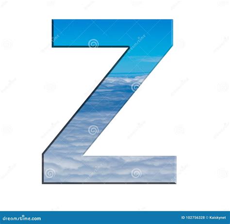 Alphabet Letters Blue Sky with Clouds on a White Background Stock Photo ...