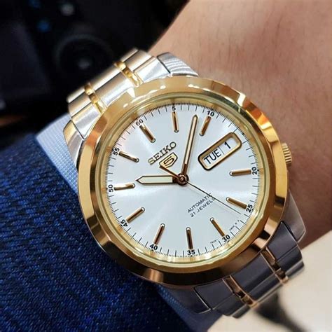 Jual Jam Tangan SEIKO 5 AUTOMATIC 100 ORIGINAL 21 Jewels Silver Gold