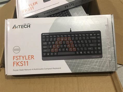 A4Tech FKS11 Fstyler Compact Size Wired Keyboard USB Grey Computers