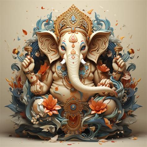 Ilustración de la estatua de dios ganesha Foto Premium