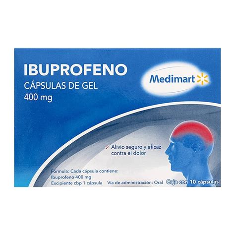 Ibuprofeno Medimart 400 mg 10 cápsulas en gel Walmart