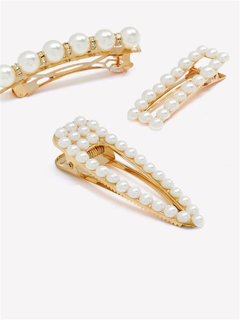 Assorted Pearl Hair Barrettes Set Of 3 Addition Elle Penningtons