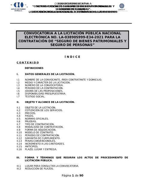 Convocatoria De La Licitacin Pblica Nacional Electrnica Doc