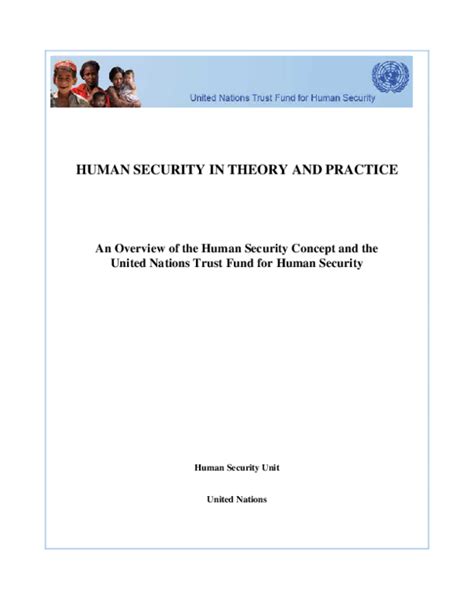 Pdf Human Security In Theory And Practice An Overview Of The Human