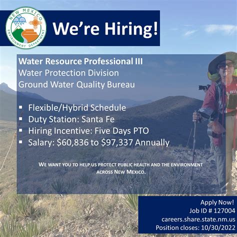 New Mexico Environment Department On Twitter We Re Hiring A Water