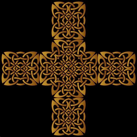 Golden Celtic Knot In Cross Public Domain Vectors