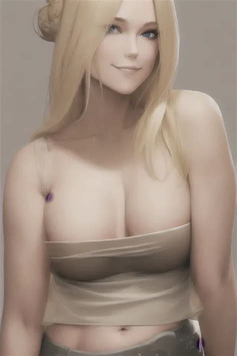 Dopamine Girl Girl Naked Flat Belly Long Blonde Hair In A Tight Bun Slight Smile Plain