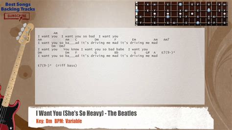 🎻 I Want You She S So Heavy The Beatles Bass Backing Track With Chords And Lyrics Youtube