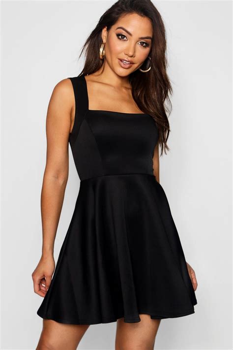 Square Neck Skater Dress Boohoo Skater Dress Mini Skater Dress