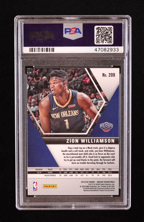 Zion Williamson Panini Mosaic Rc Psa Pristine Auction