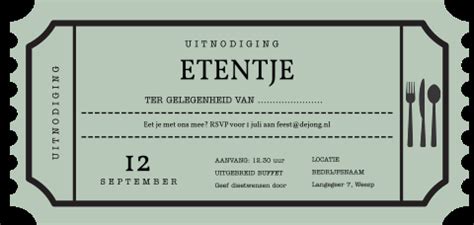 Uitnodiging Etentje In De Vorm Van Een Ticket