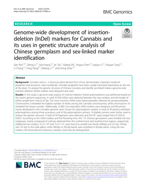 Pdf Genome Wide Development Of Insertion Deletion Indel Markers For