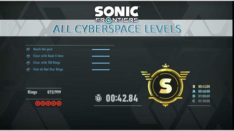 Sonic Frontiers All Cyberspace Levels S Rank Youtube