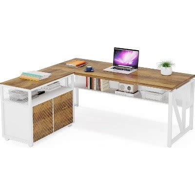 Tribesigns L Shaped Desk With Drawer Cabinet, 63" Executive Computer ...