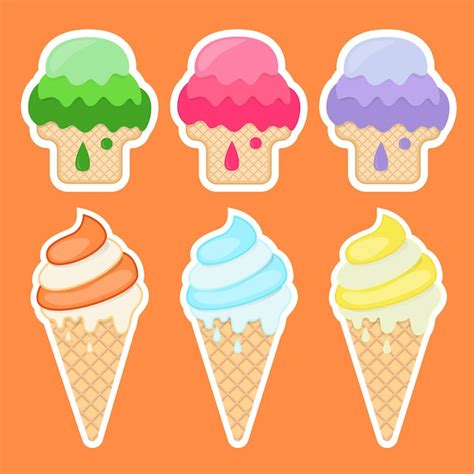 Premium Vector Collection Of Stickers With Ice Cream