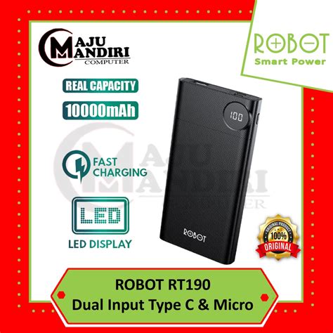 Jual POWERBANK ROBOT RT190 10000MAH BLACK Shopee Indonesia