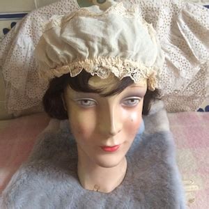 Antique Edwardian Silk And Lace Boudoir Nightcap Good Etsy