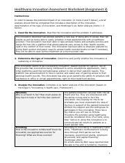 A Healthvana Innovation Assessment Worksheet Shane Swaby Copy Pdf