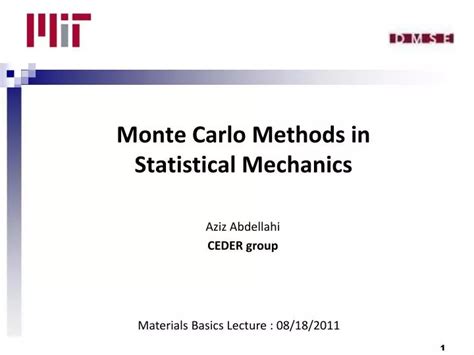 Ppt Monte Carlo Methods In Statistical Mechanics Powerpoint