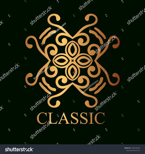 Vintage Ornamental Golden Logo Template Text Stock Vector Royalty Free