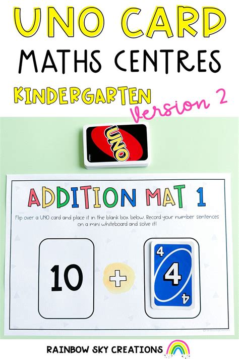 UNO card Math Centers for Kindergarten and Prep - Version 2 | Math centers kindergarten, Math ...