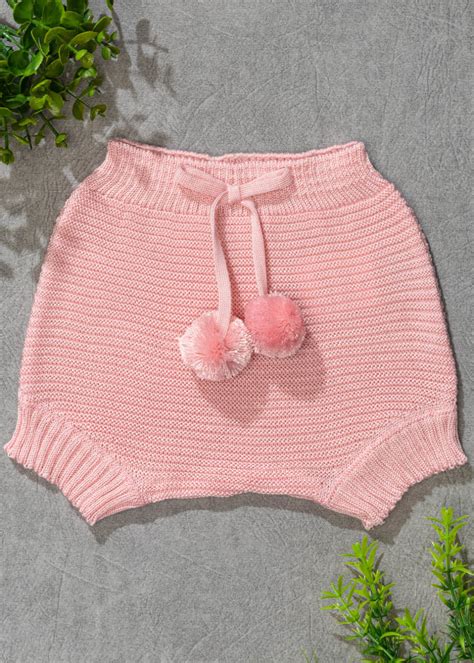 Tapa Fralda Tricot Beb Pompom Rosa Compre Online Ropek