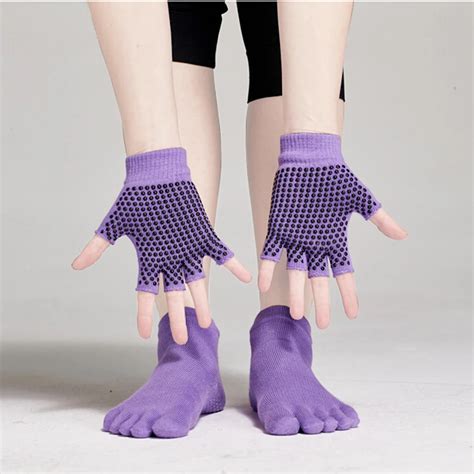 Museya Yoga Socks And Gloves Set Non Slip Grip With Silicone Dots