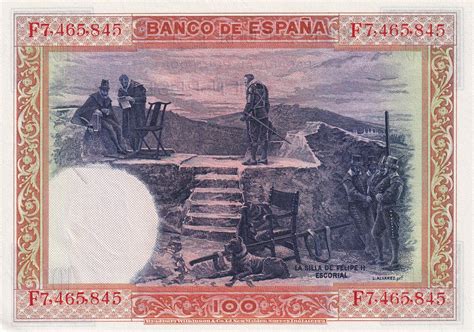 Banknote Spain Pesetas Felipe Ii Au Serial F P