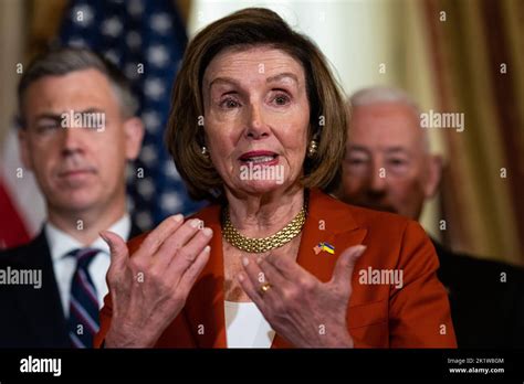 Speaker Of The House Nancy Pelosi D CA Speaks To Media During A Bill