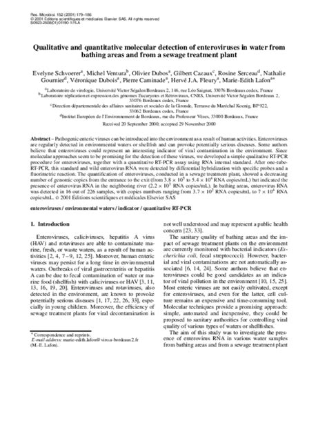 (PDF) Qualitative and quantitative molecular detection of enteroviruses ...