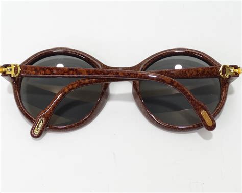 Cartier Cabriolet Round Brown 22k Gold Sunglasses Circa 1991 For Sale At 1stdibs Cartier