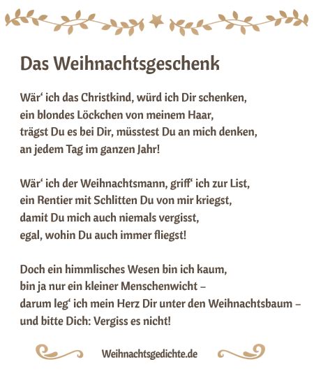 Das Weihnachtsgeschenk Weihnachtsgedicht Zum Ausdrucken PDF