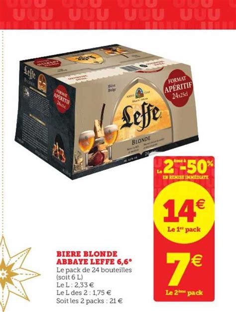 Offre Bière Blonde Abbaye Leffe 6 6 Le 2ème à 50 chez Super U