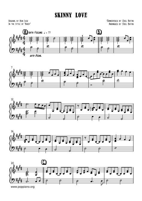 Birdy Skinny Love Sheet Music Pdf Free Score Download ★