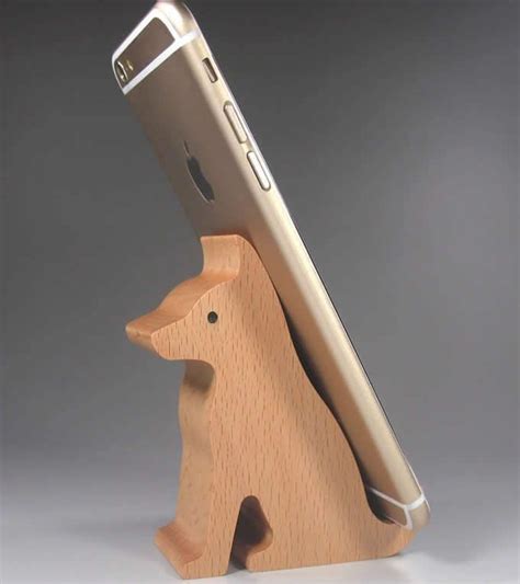 Wooden Dog Shaped Mobile Phone Ipad Holder Stand Wood Working Ts