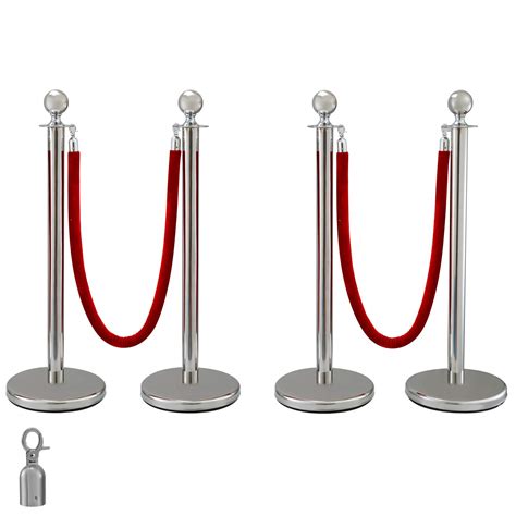 Buy VEVOR Silver Crowd Control Barrier Retractable Posts Stands Round