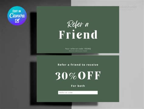 Green Referral Card Template CANVA Graphic By KiwiCakeStudio Creative